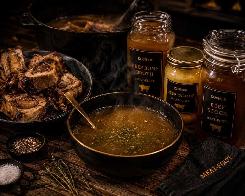 Kosher bone broth and stock for keto hydration and appetite control