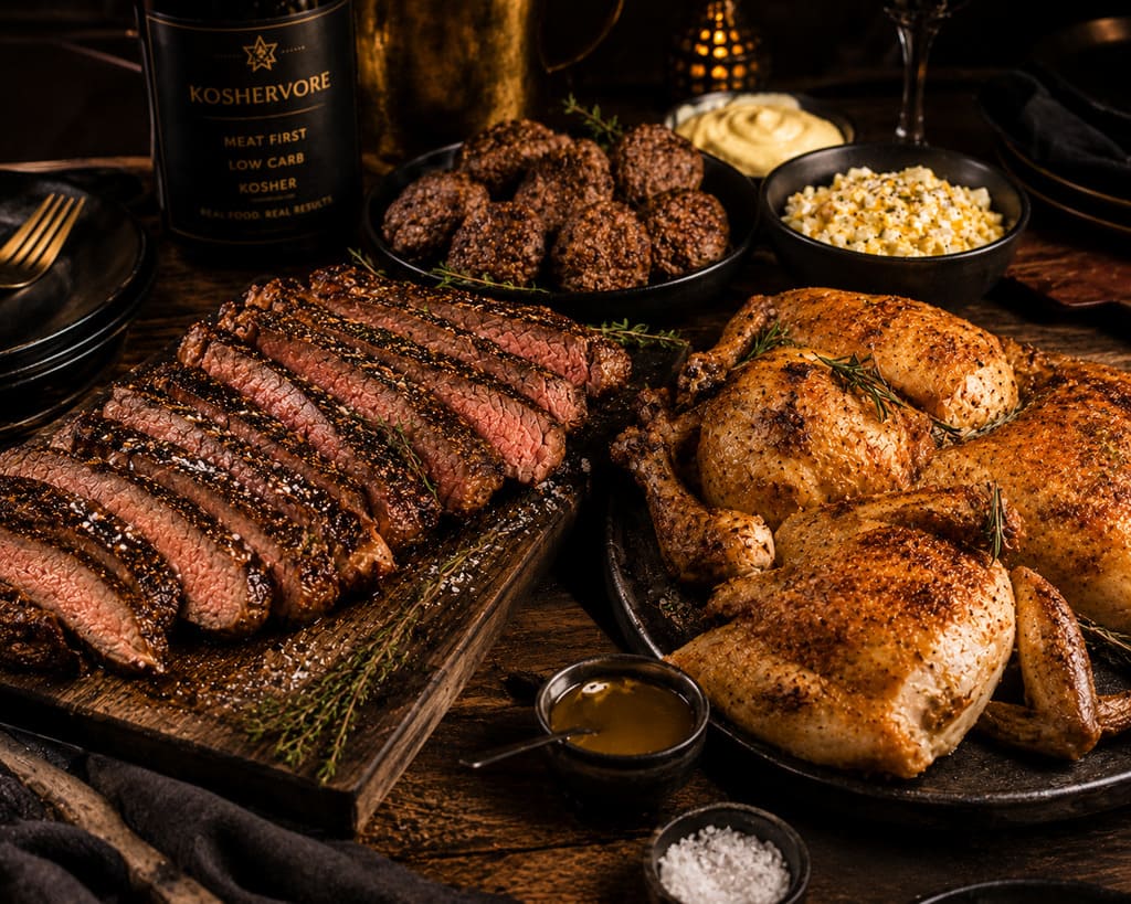 Kosher family style serving for low-carb appetite control