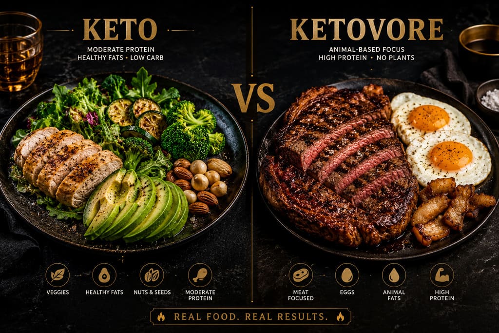Keto vs ketovore comparison for appetite control and simple low-carb meals