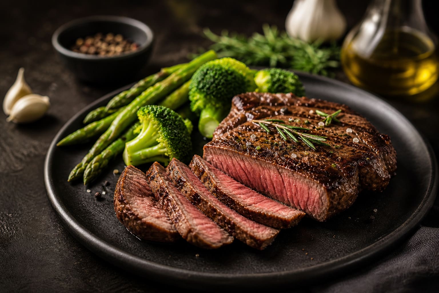 Kosher steak with broccoli for a low-carb guide