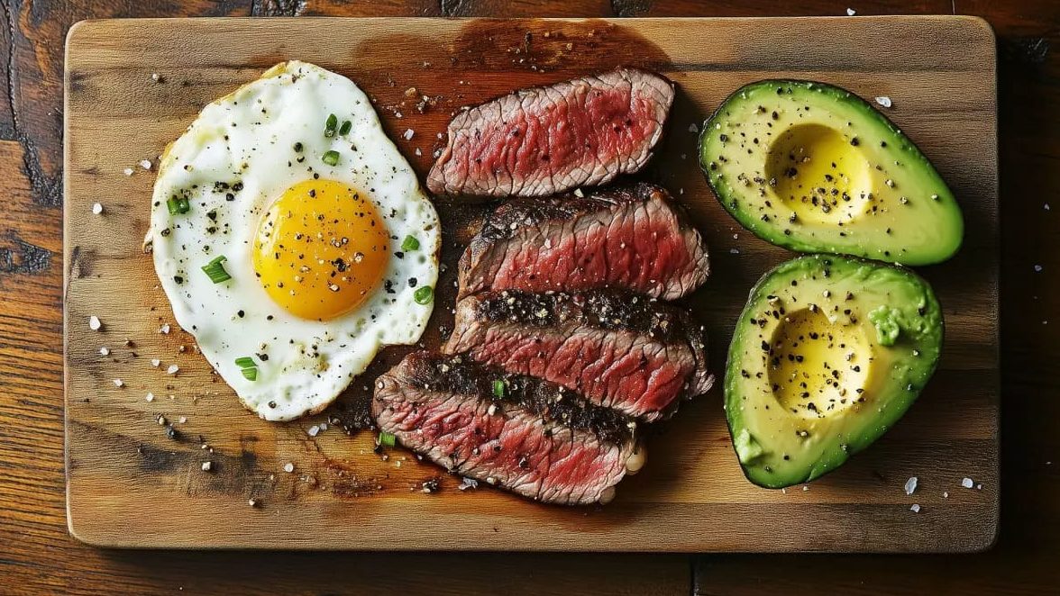 Ketovore steak egg and avocado meal