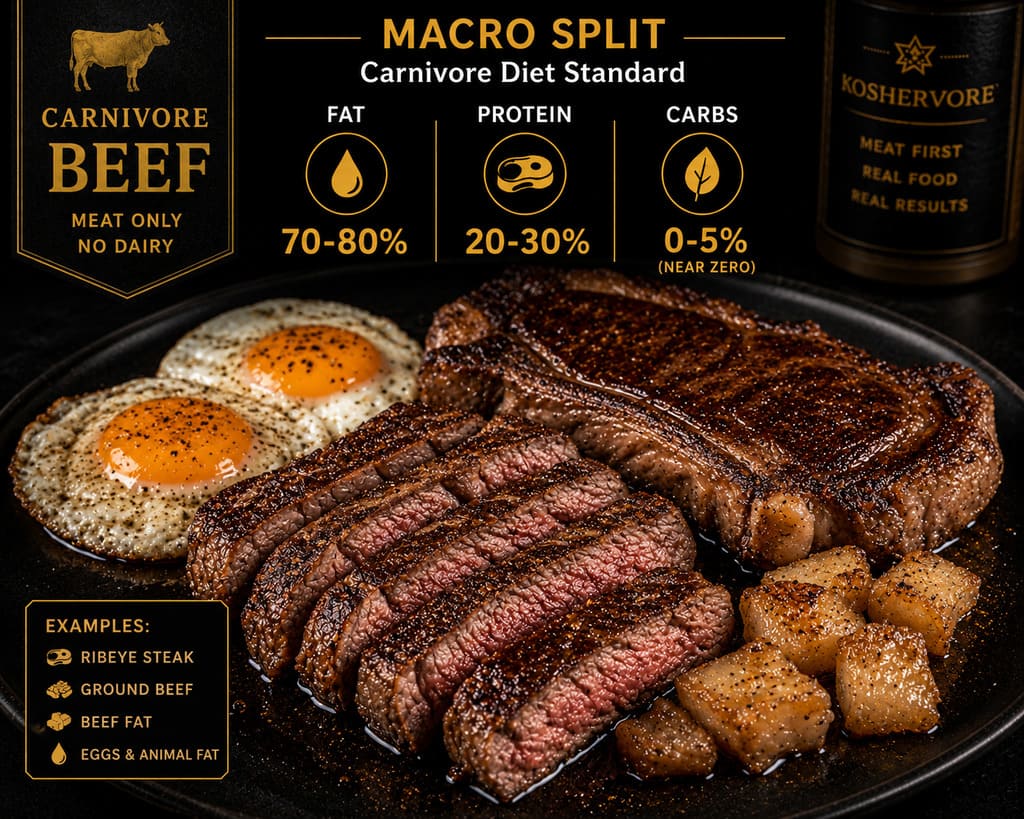 Kosher carnivore macro plate with animal foods
