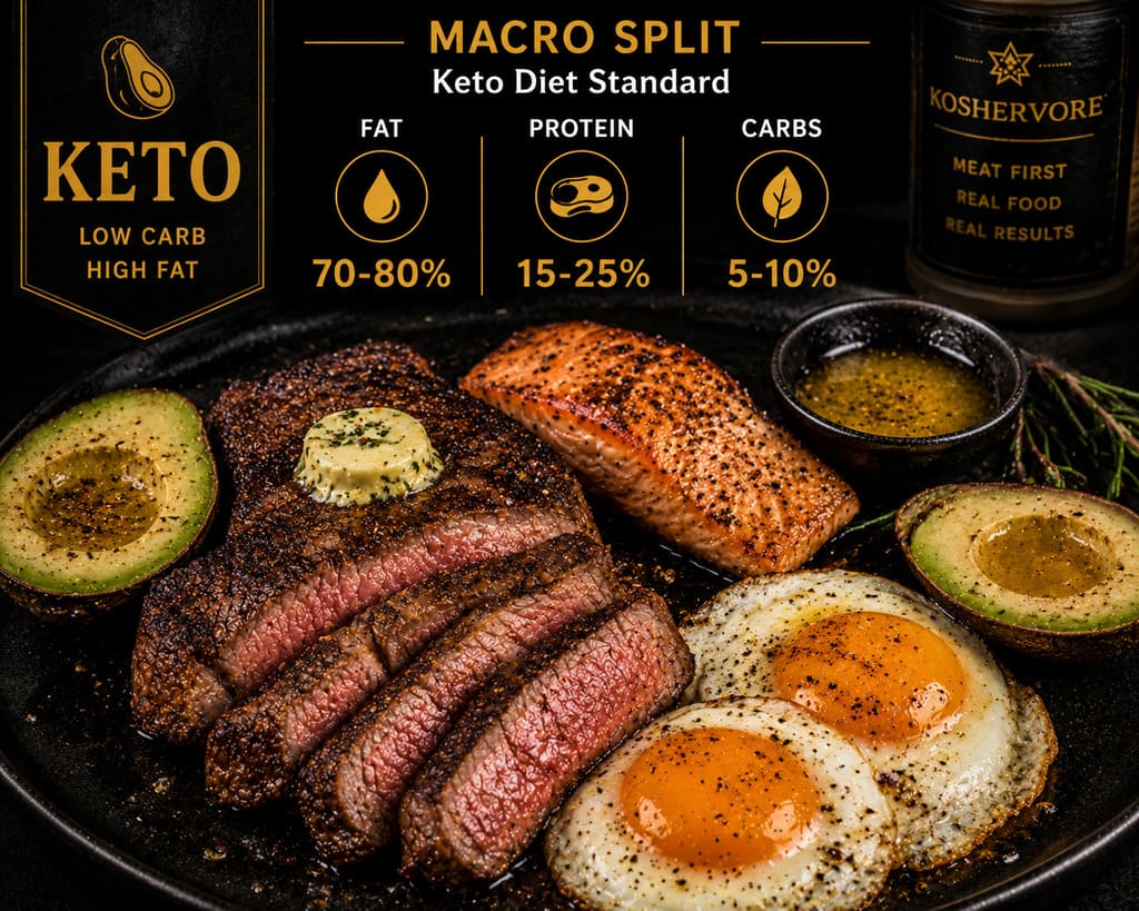 Kosher keto meal focused on protein and fat for appetite control