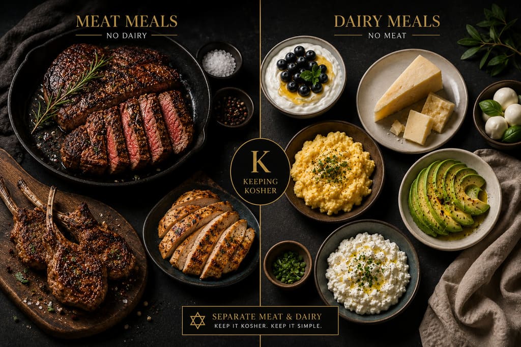 Kosher guide separating meat meals and dairy meals