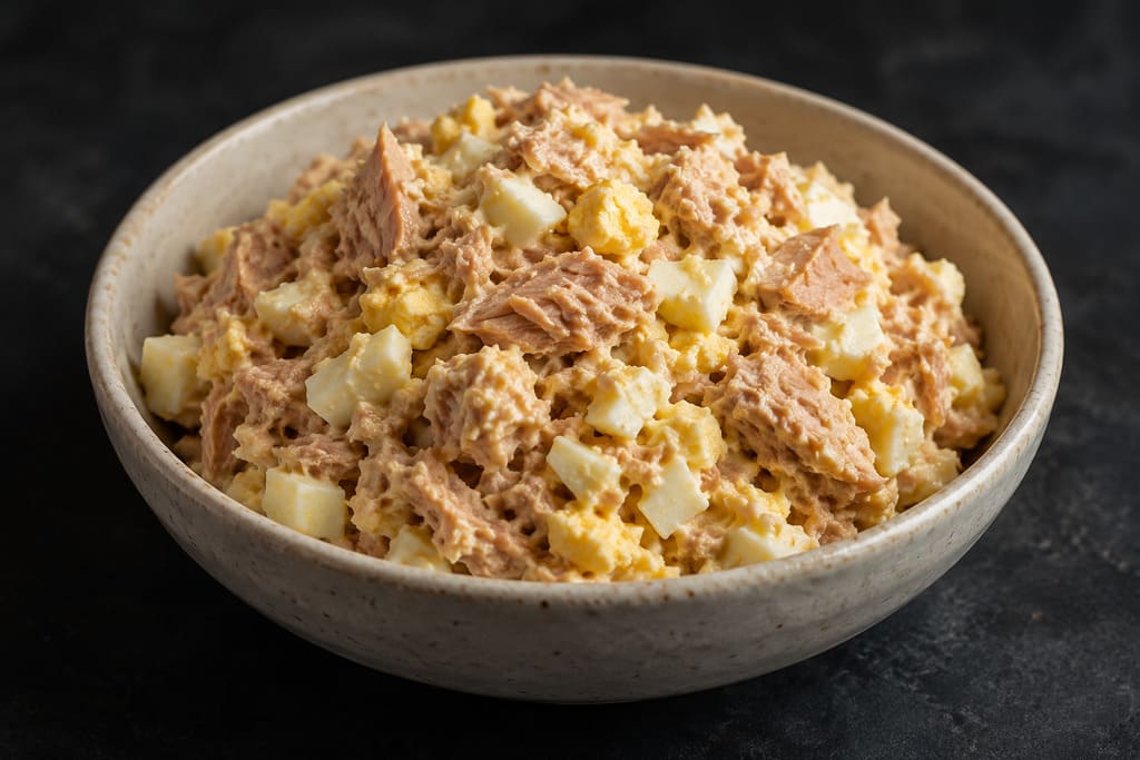 Ketovore tuna egg salad made with tuna eggs and mayonnaise
